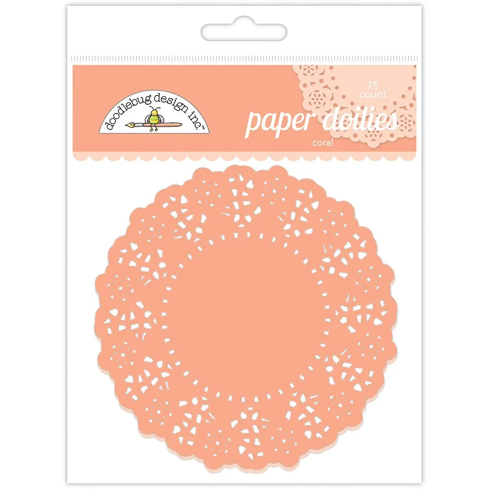 Doodlebug Paper Doilies - Coral