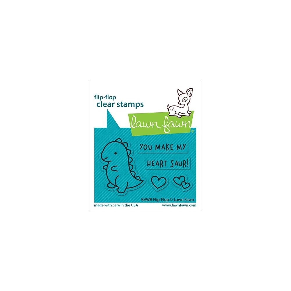 Lawn Fawn Clear Stamps - Rawr Flip Flop