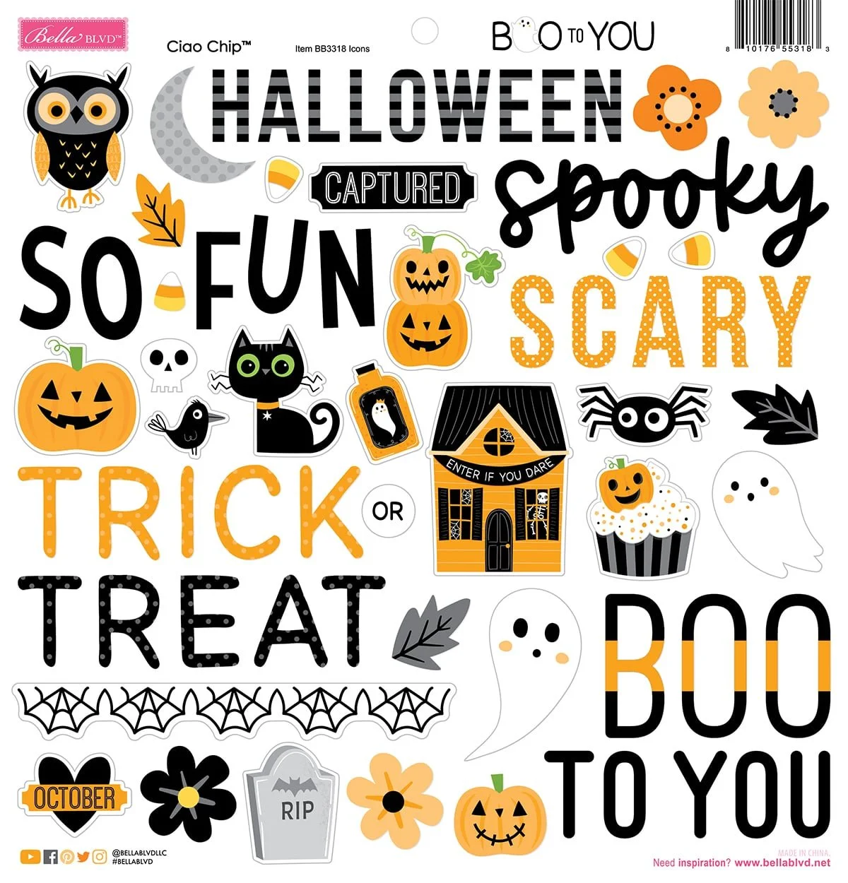 *Pre-Order* Bella Blvd. Boo To You Chipboard Icons