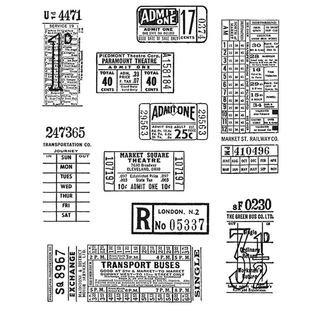 Tim Holtz Cling Mount Stamps - Ticket Booth