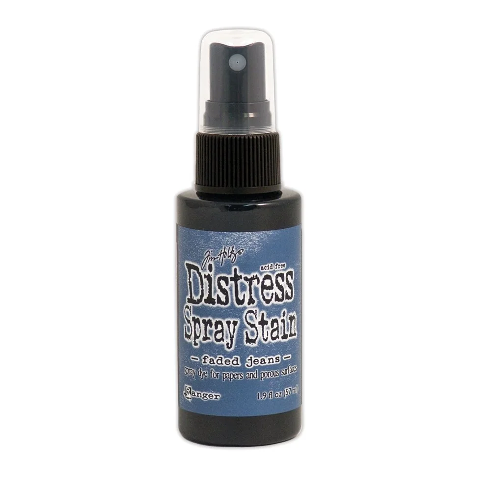 Distress Spray Stain Faded Jeans