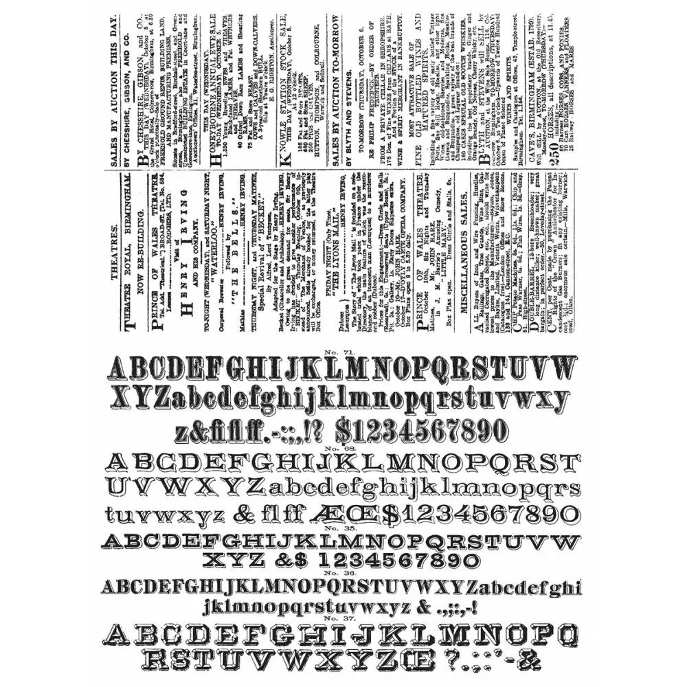 Tim Holtz Cling Mount Stamps - Newsprint & Type