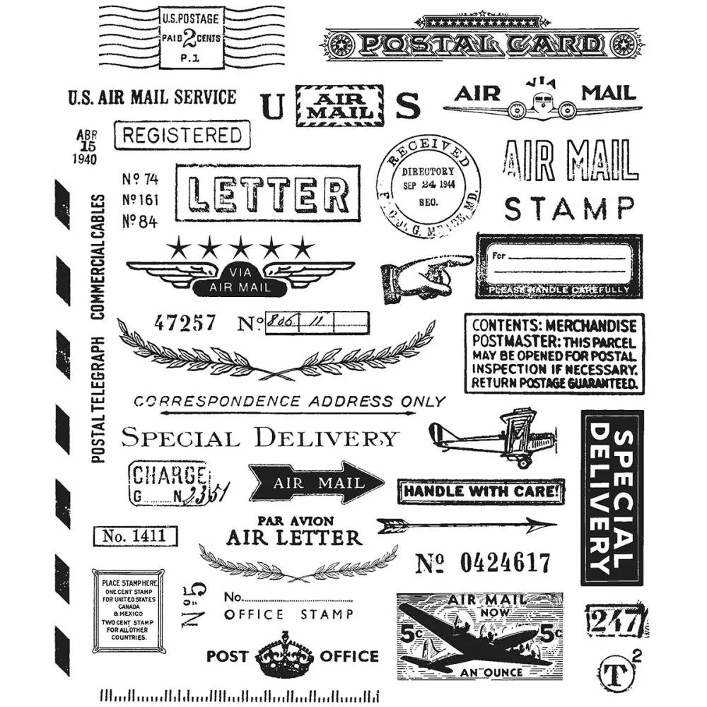Tim Holtz Cling Mount Stamps - Correspondence