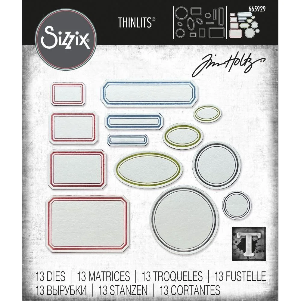 Tim Holtz Sizzix Thinlits Dies Vintage Labels