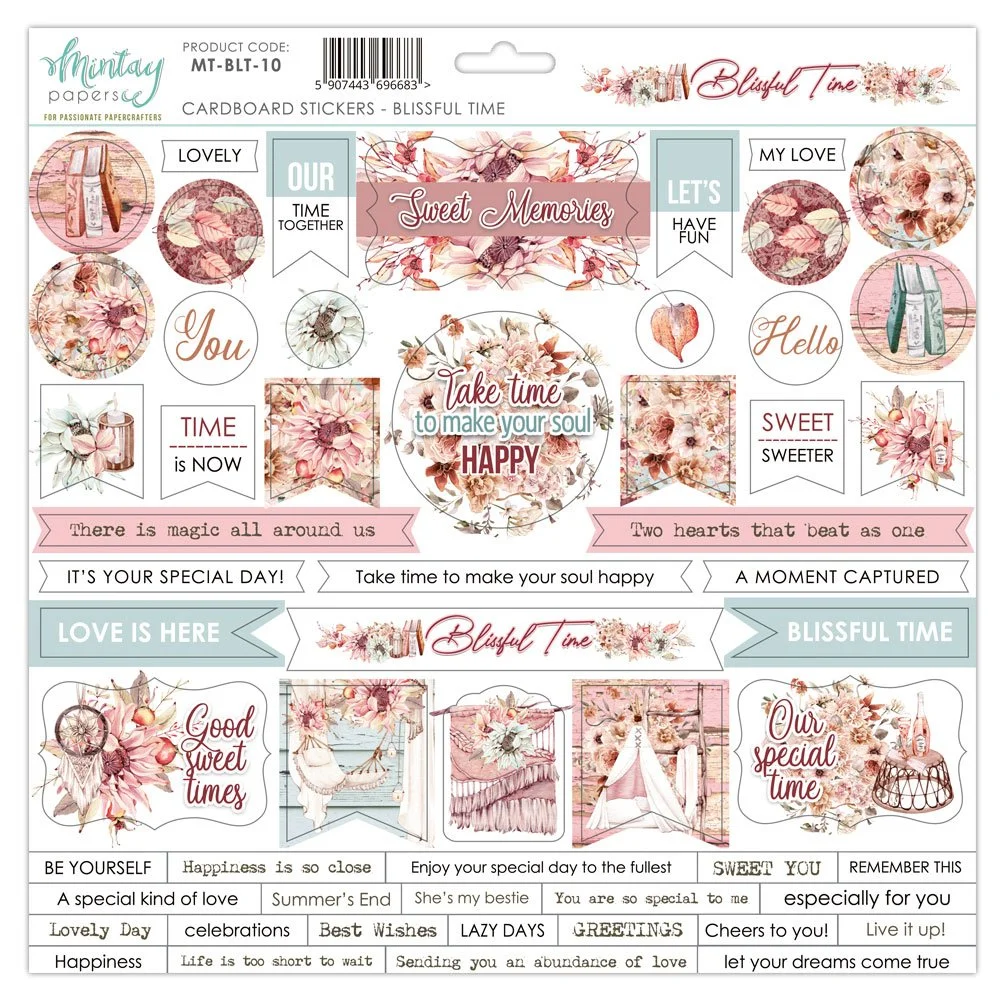 Mintay Blissful Time 12" x 12" Chipboard Stickers