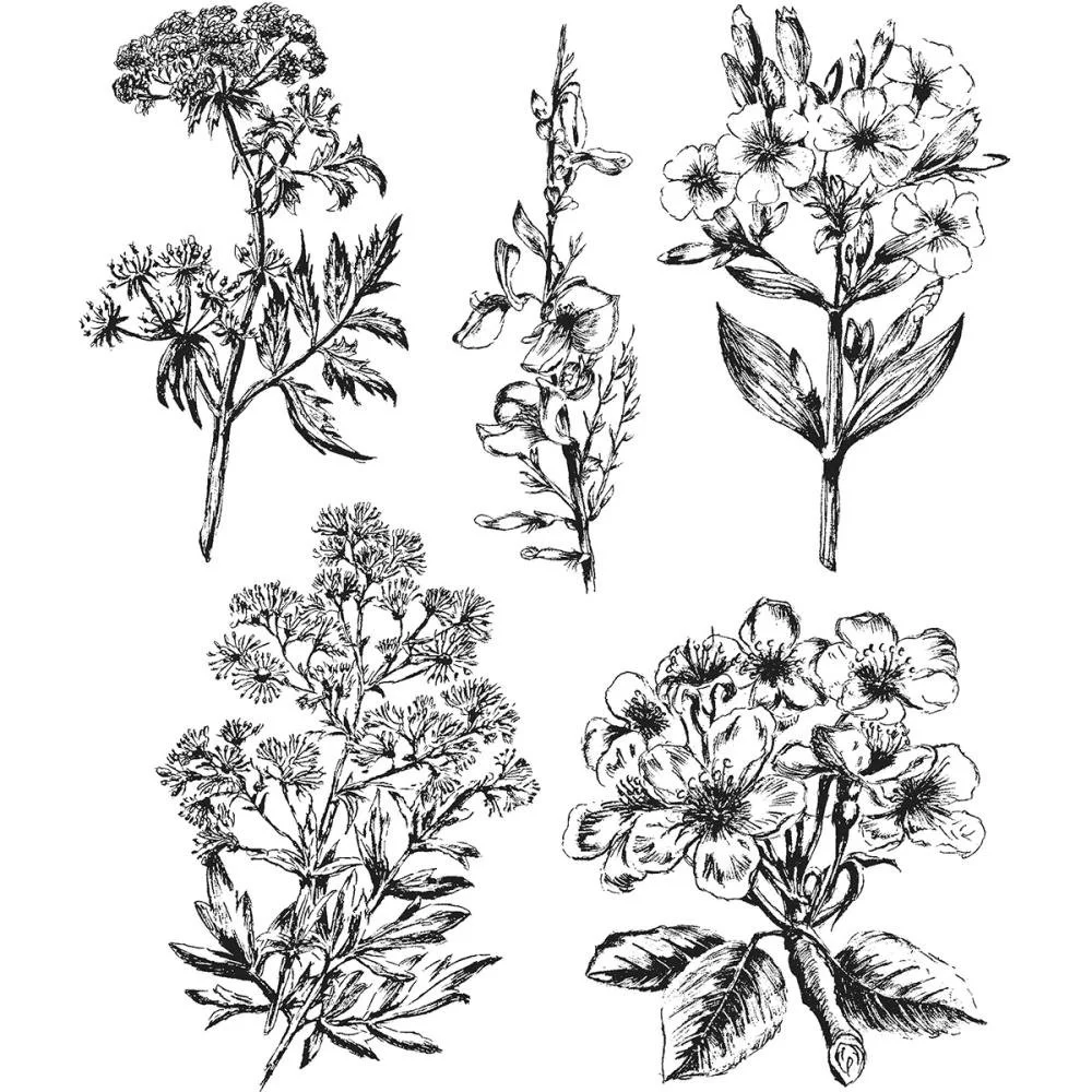 Tim Holtz Cling Mount Stamps - Illustrated Garden