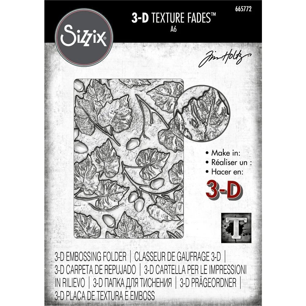 Tim Holtz Sizzix 3D Texture Embossing Folder Acorns