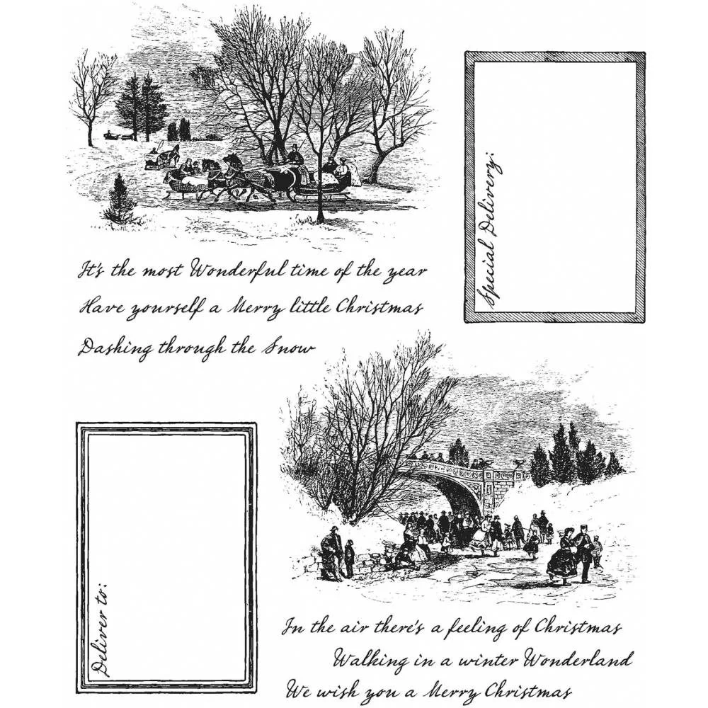 Tim Holtz Cling Mount Stamps - Scenic Holiday