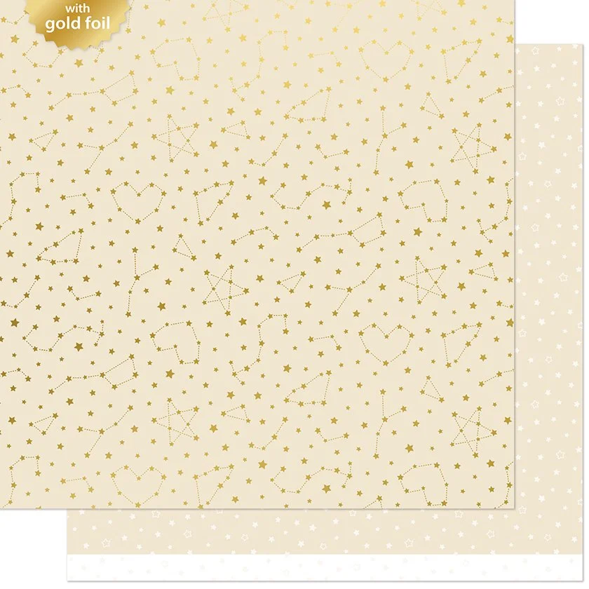 Lawn Fawn Let It Shine Starry Skies 12" x 12" Paper Twinkling Cream