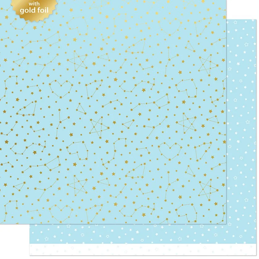 Lawn Fawn Let It Shine Starry Skies 12" x 12" Paper Twinkling Blue