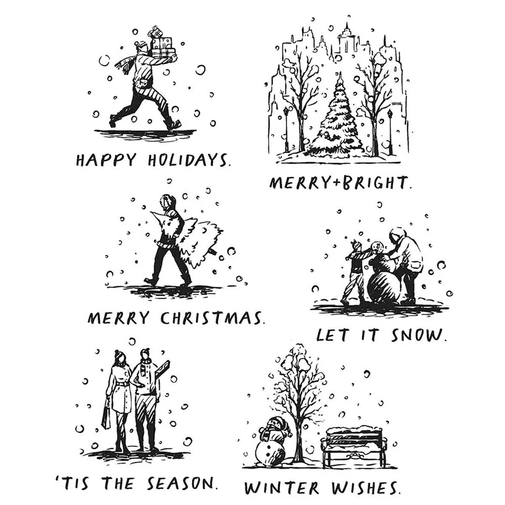 Tim Holtz Cling Rubber Stamps Holiday Sketchbook