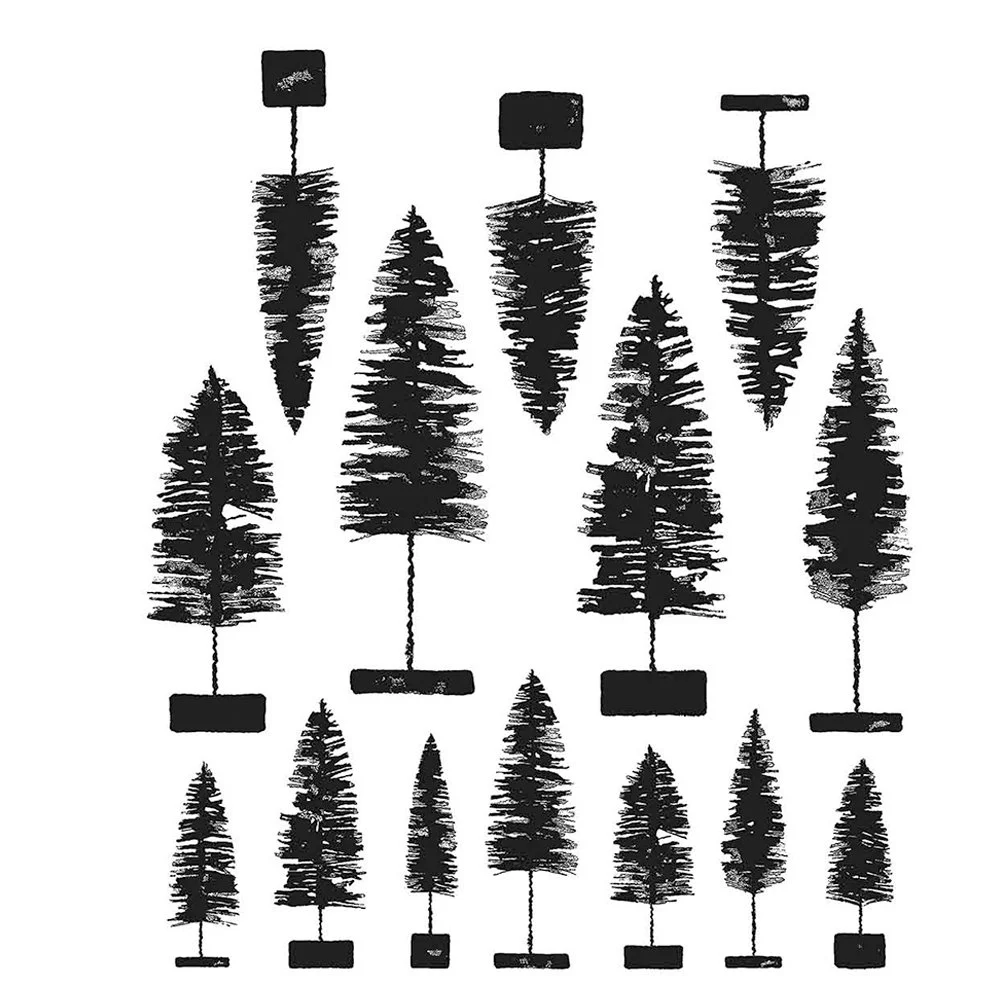 Tim Holtz Cling Rubber Stamps Bottlebrush Trees