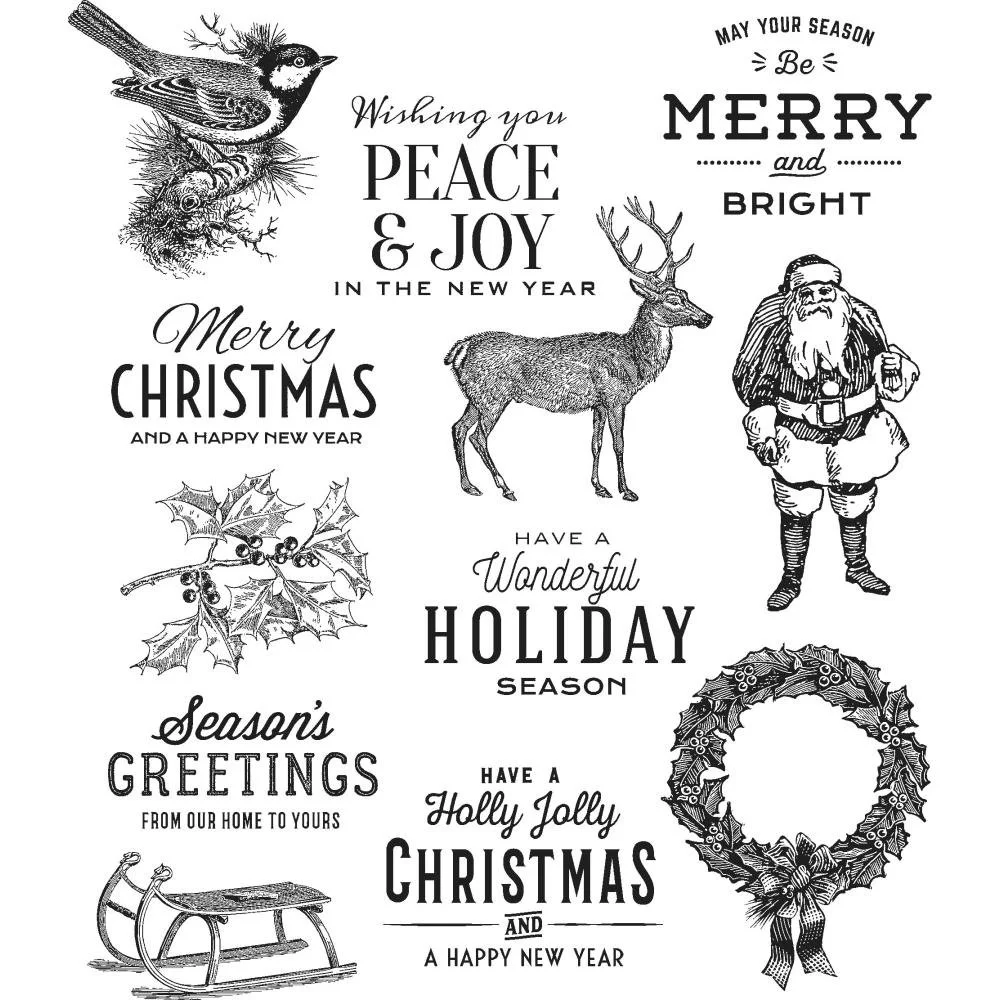 Tim Holtz Cling Mount Stamps Festive Overlay