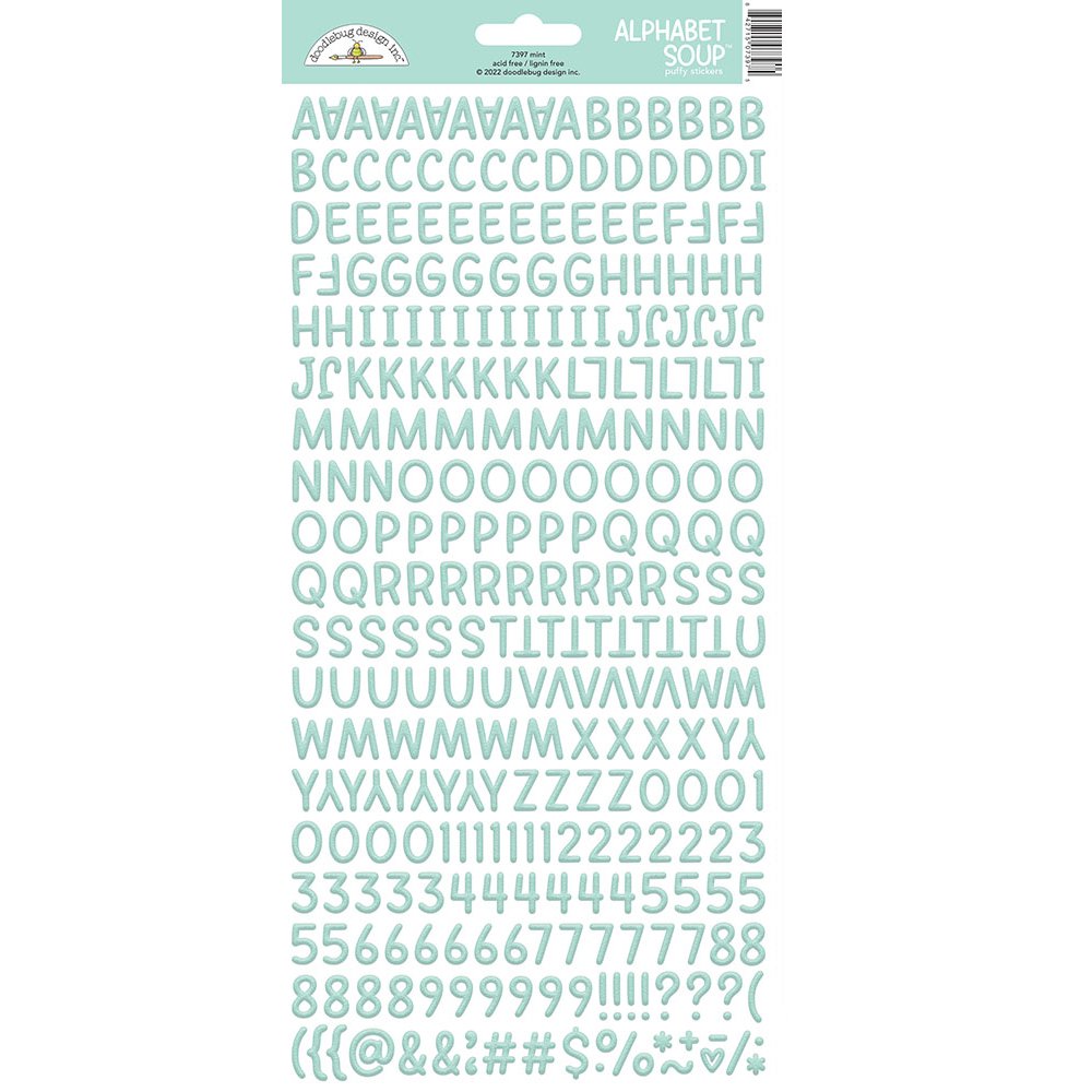 Doodlebug Alphabet Soup Mint Puffy Alphabet
