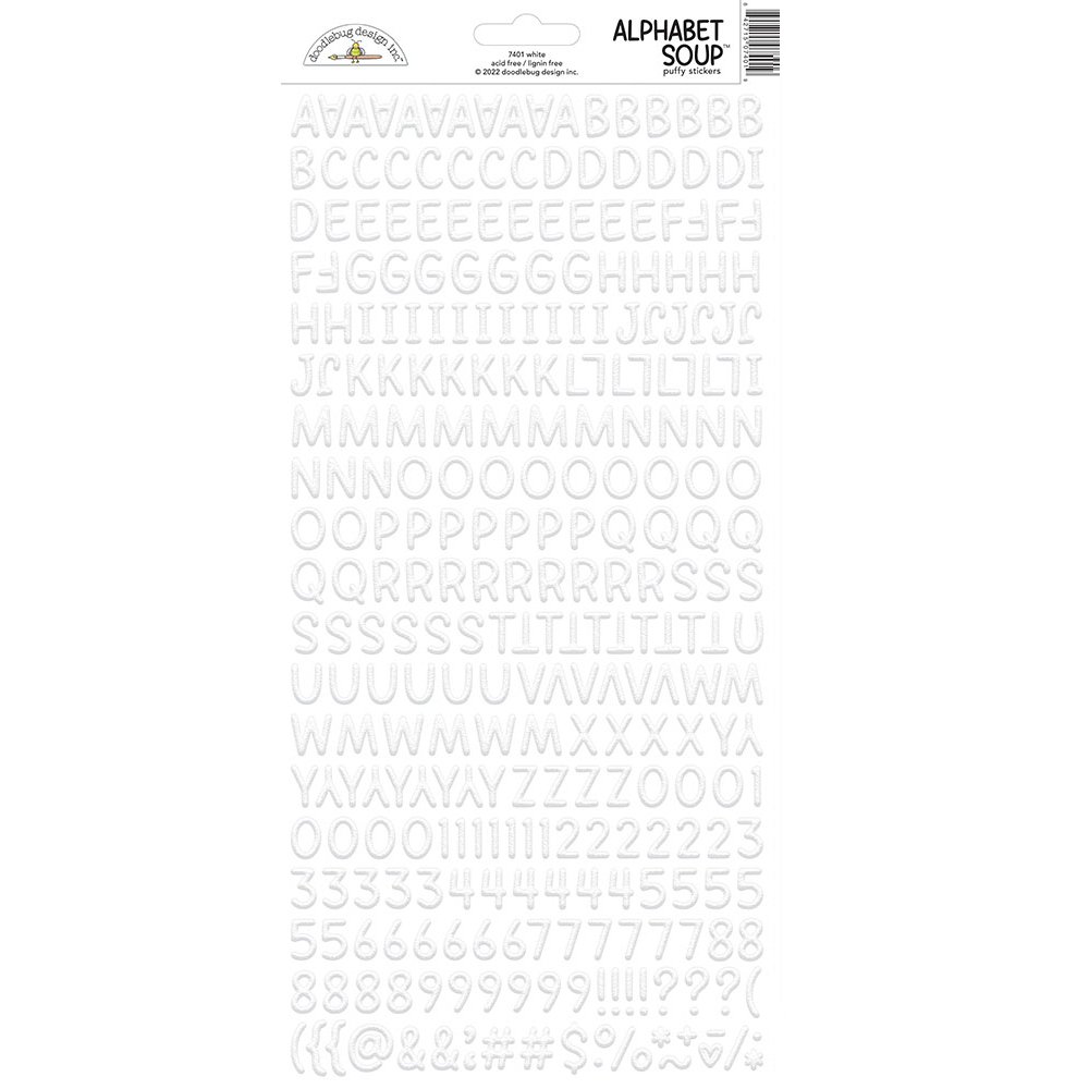 Doodlebug Alphabet Soup Lily White Puffy Alphabet