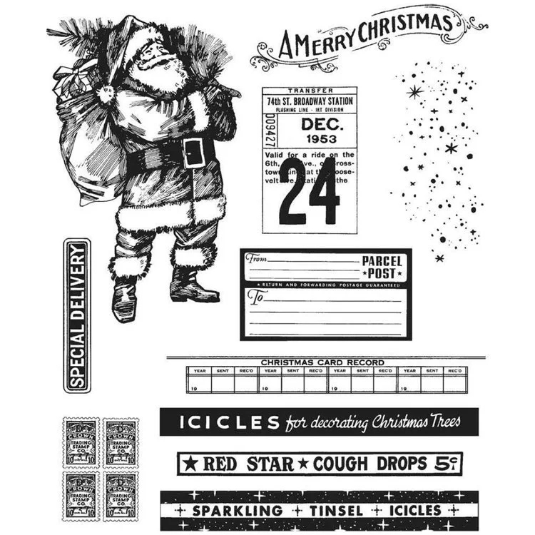 Tim Holtz Cling Mount Stamps Vintage Holidays