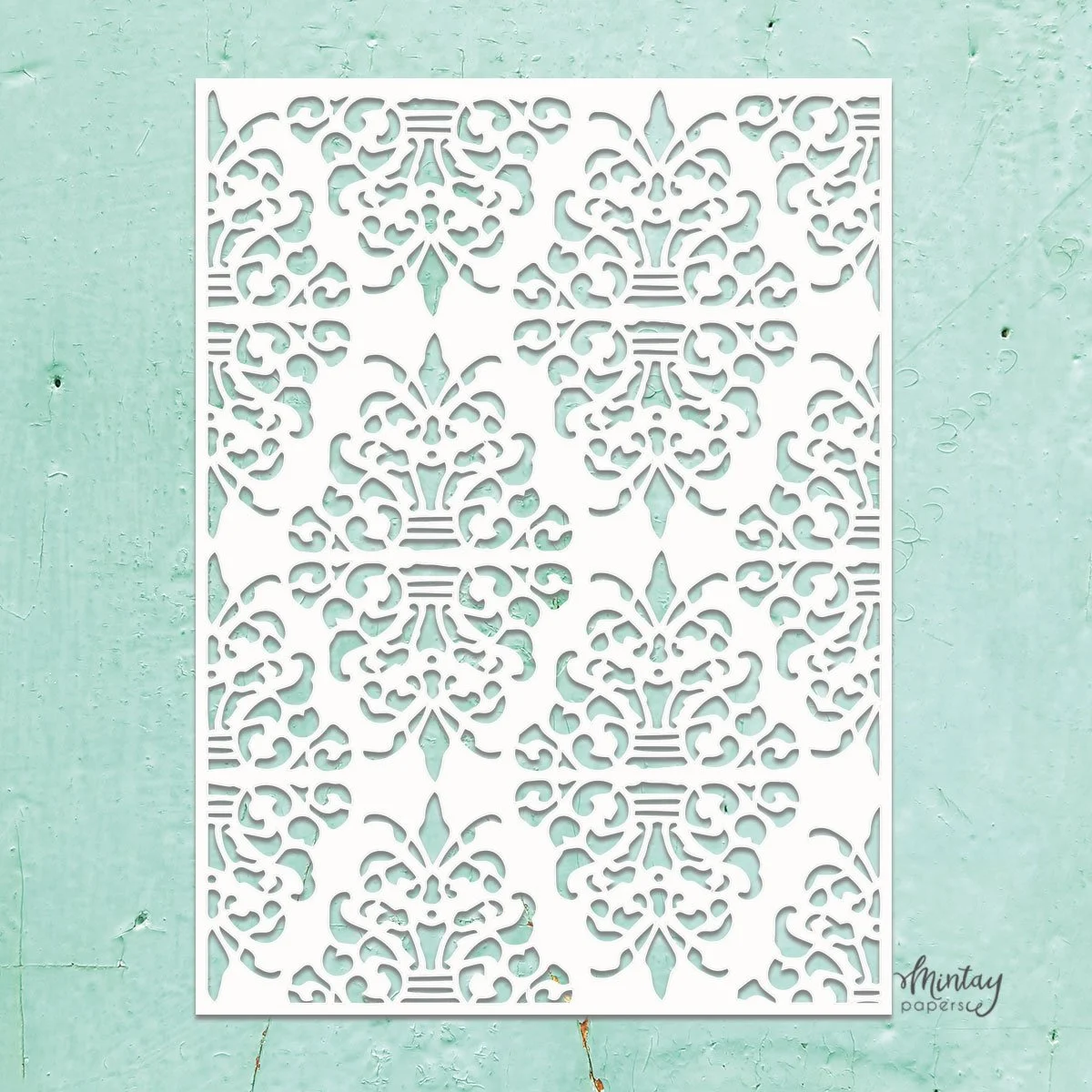 Mintay 6" x 8" Stencil Damask