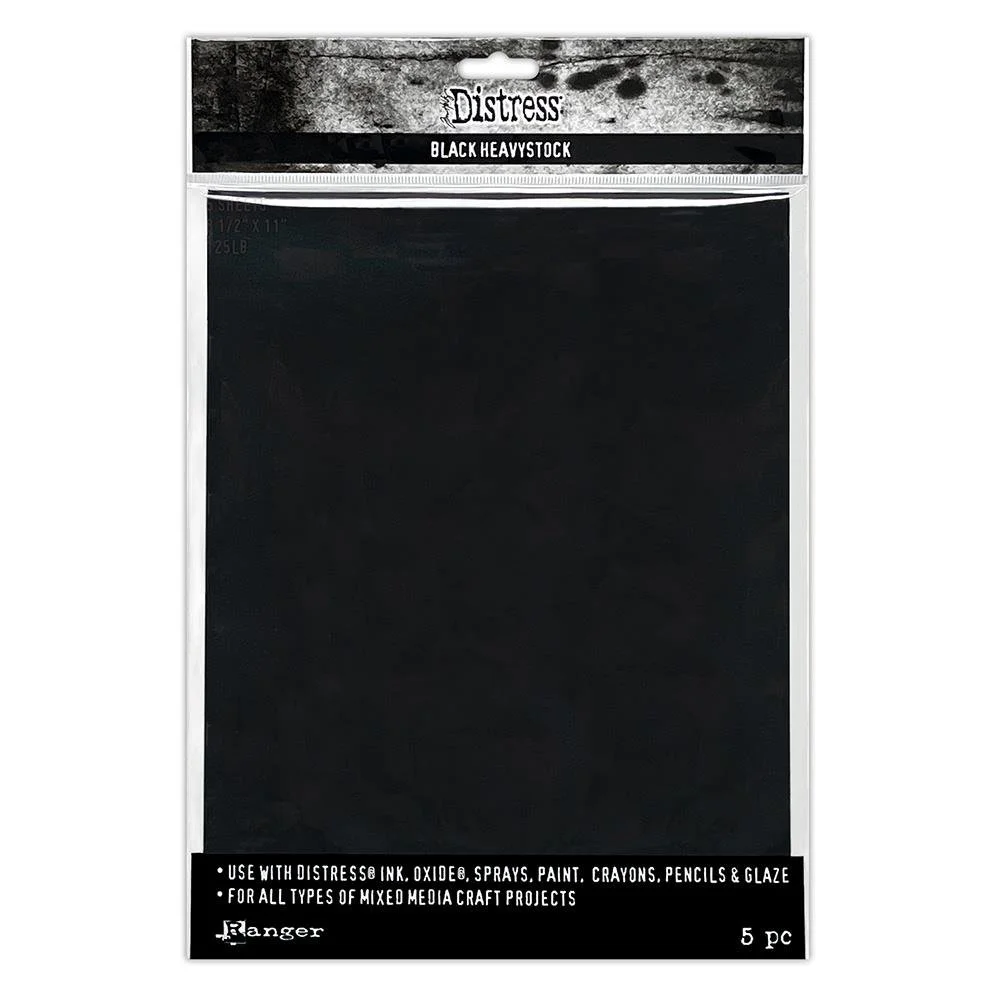Tim Holtz Distress Black Heavystock 5/Pkg