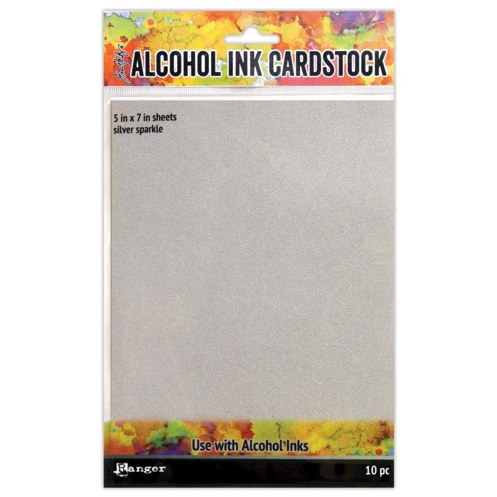 Tim Holtz Alcohol Ink 5" x 7" Silver Sparkle Cardstock