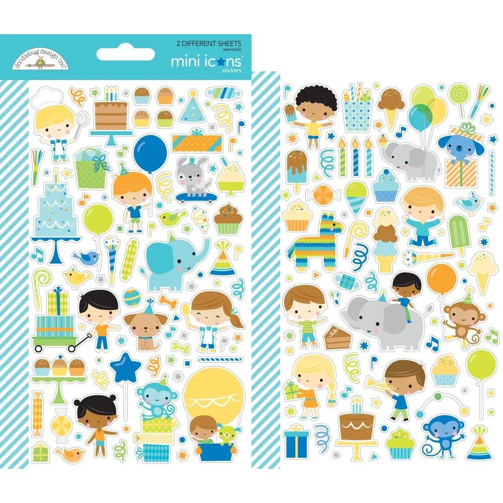 Doodlebug Day To Day Icons Stickers Party Time Boy