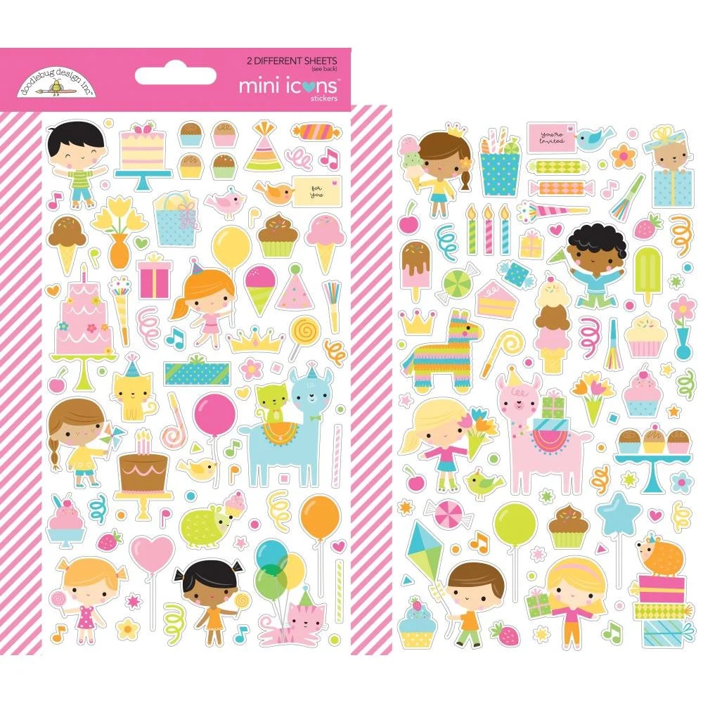 Doodlebug Day To Day Icons Stickers Party Time Girl