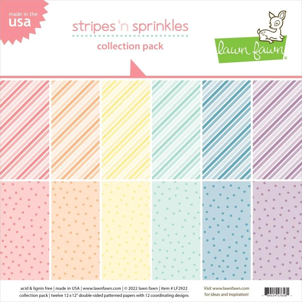 Lawn Fawn Double-Sided Collection Pack 12"X12" Stripes 'n Sprinkles