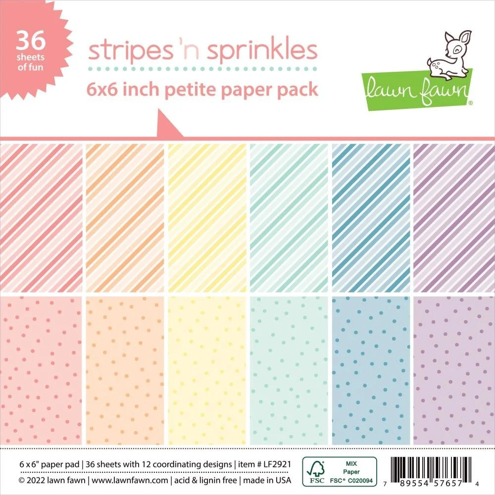 Lawn Fawn 6" x 6" Petite Paper Pack Stripes 'n Sprinkles