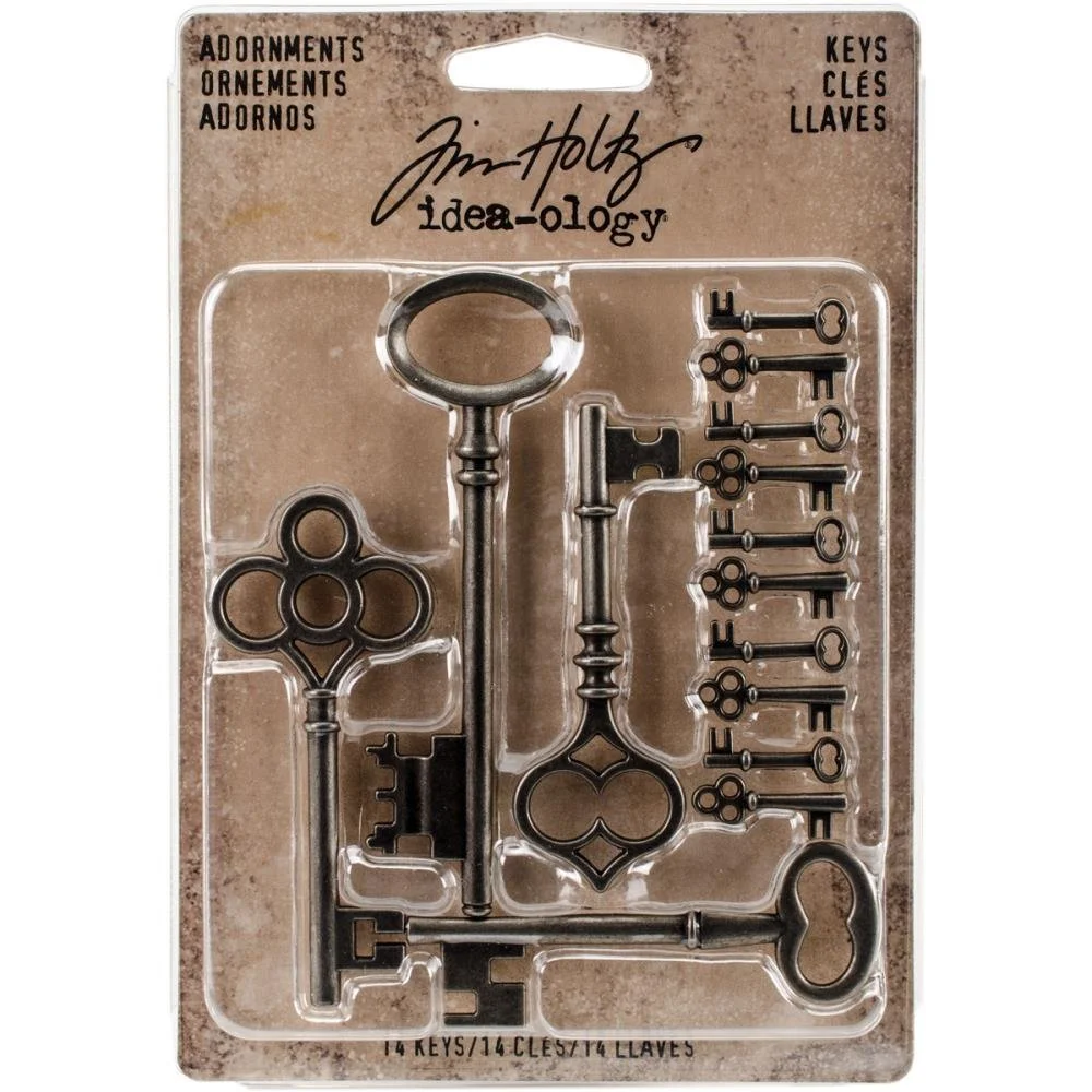 Tim Holtz Ideaology Metal Adornments Silver Keys
