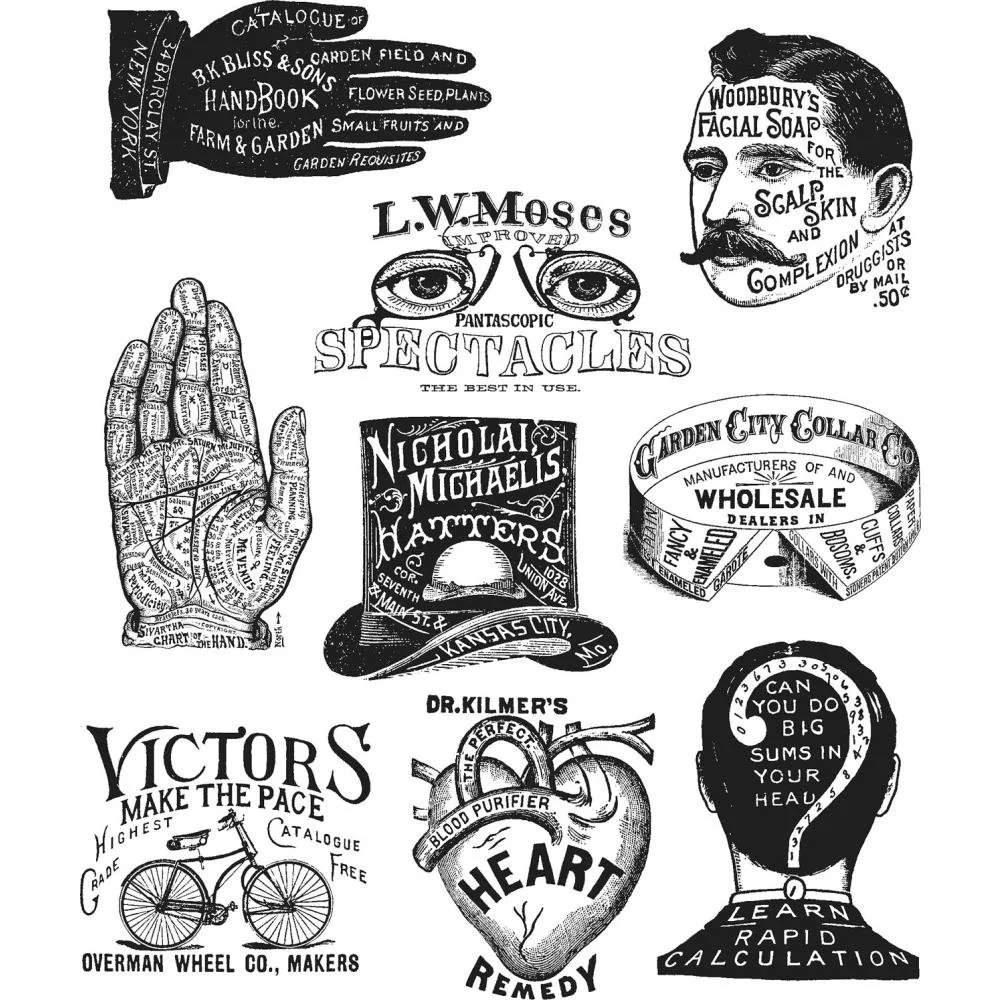 Tim Holtz Cling Mount Stamps Eclectic Adverts