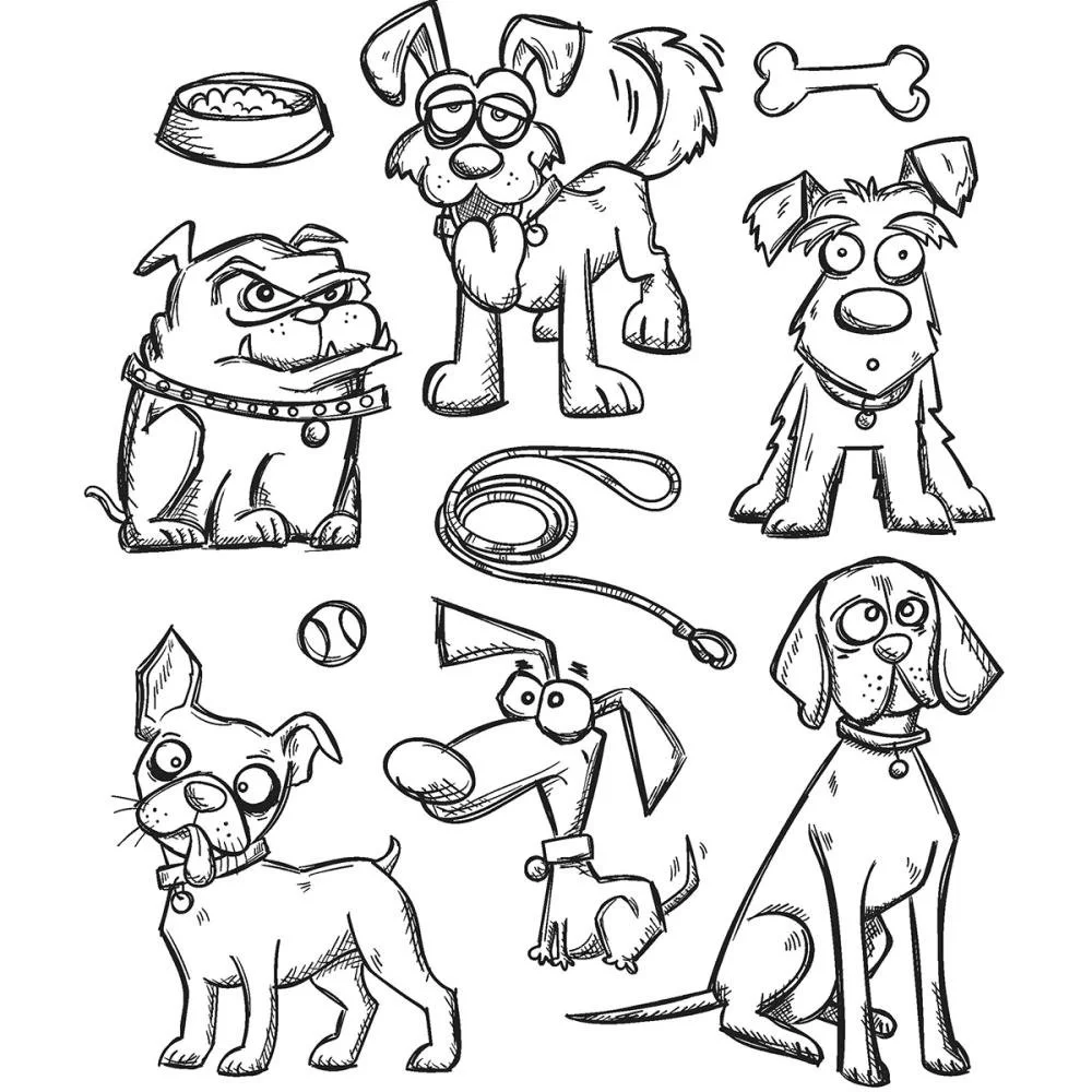 Tim Holtz Cling Mount Stamps Crazy Dogs