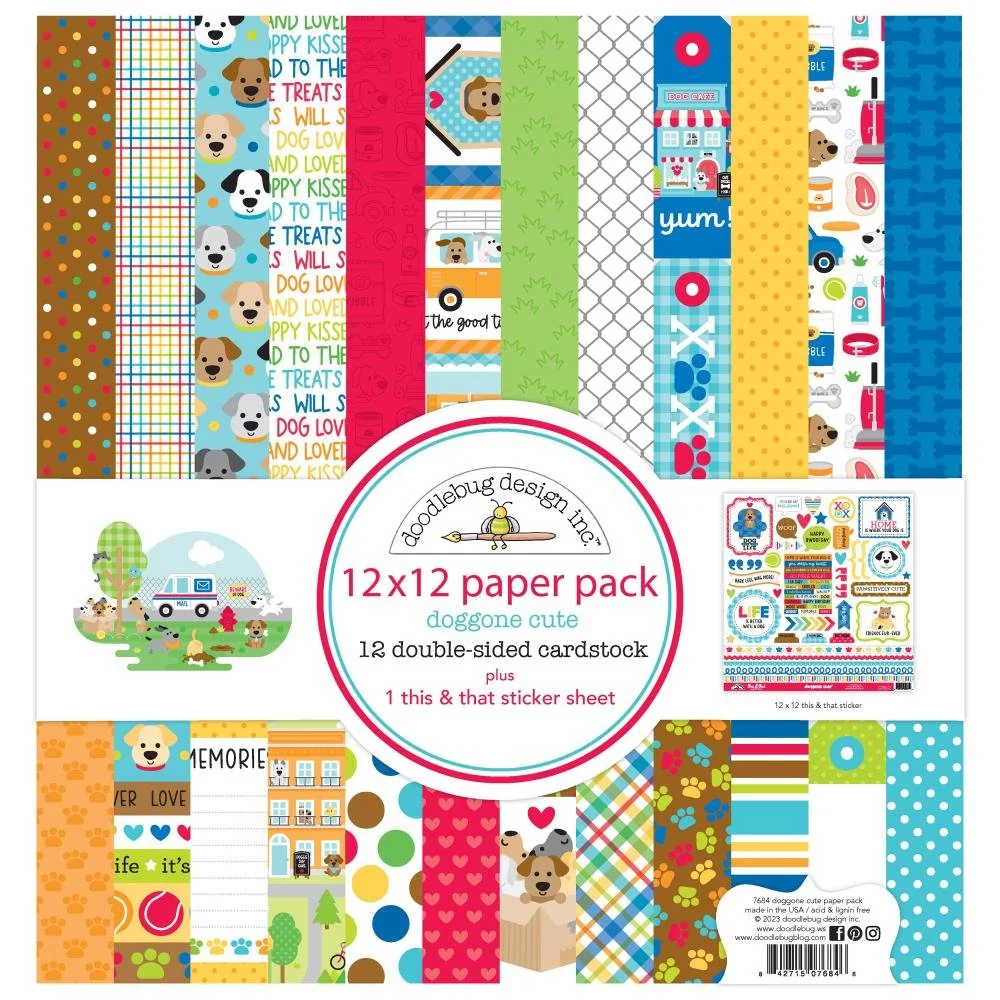 Doodlebug Doggone Cute 12" x 12" Paper Pack
