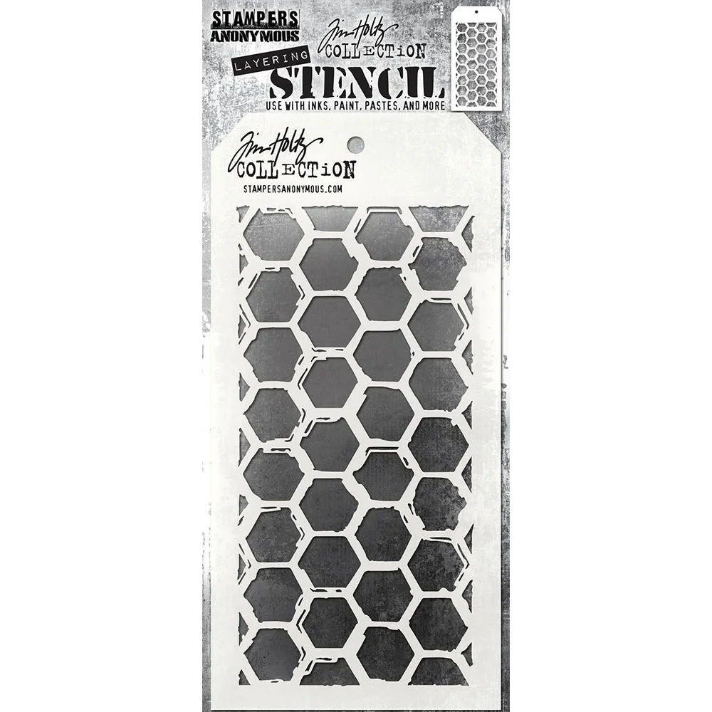 Tim Holtz Layered Stencil 4.125" X 8.5" Brush Hex