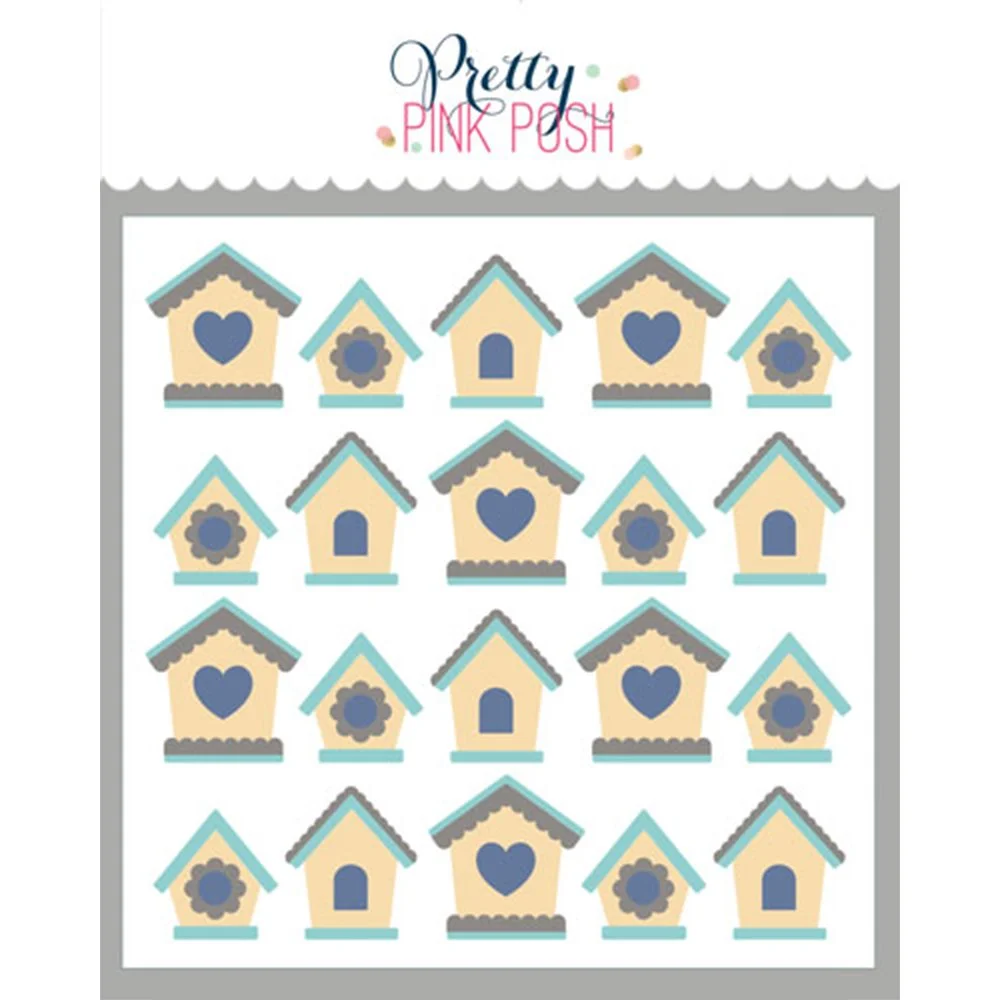 Pretty Pink Posh Layered Birdhouses Stencils 4pk