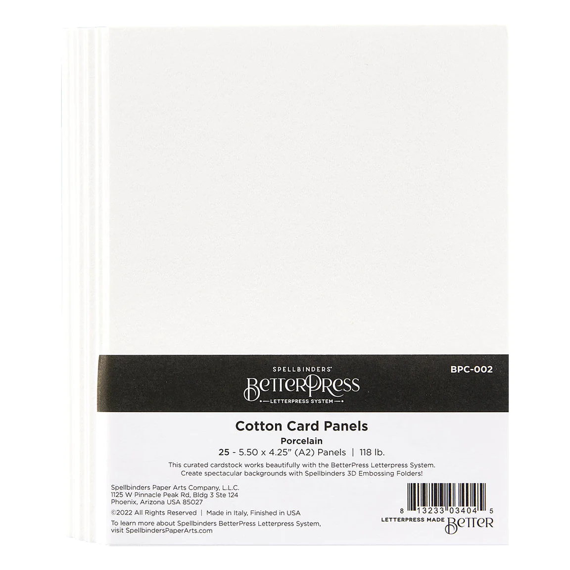 Spellbinders Betterpress Porcelain A2 Cotton Card Panels