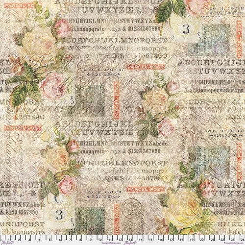 Tim Holtz Eclectic Elements Foundations Fabric Rose Parcel