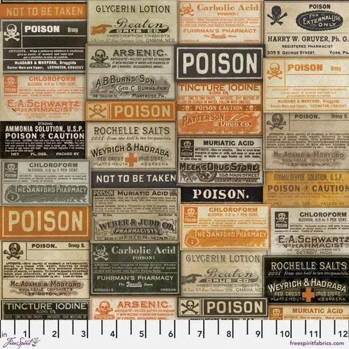 Tim Holtz Eclectic Elements Fabric Frightful Collection Apothecary