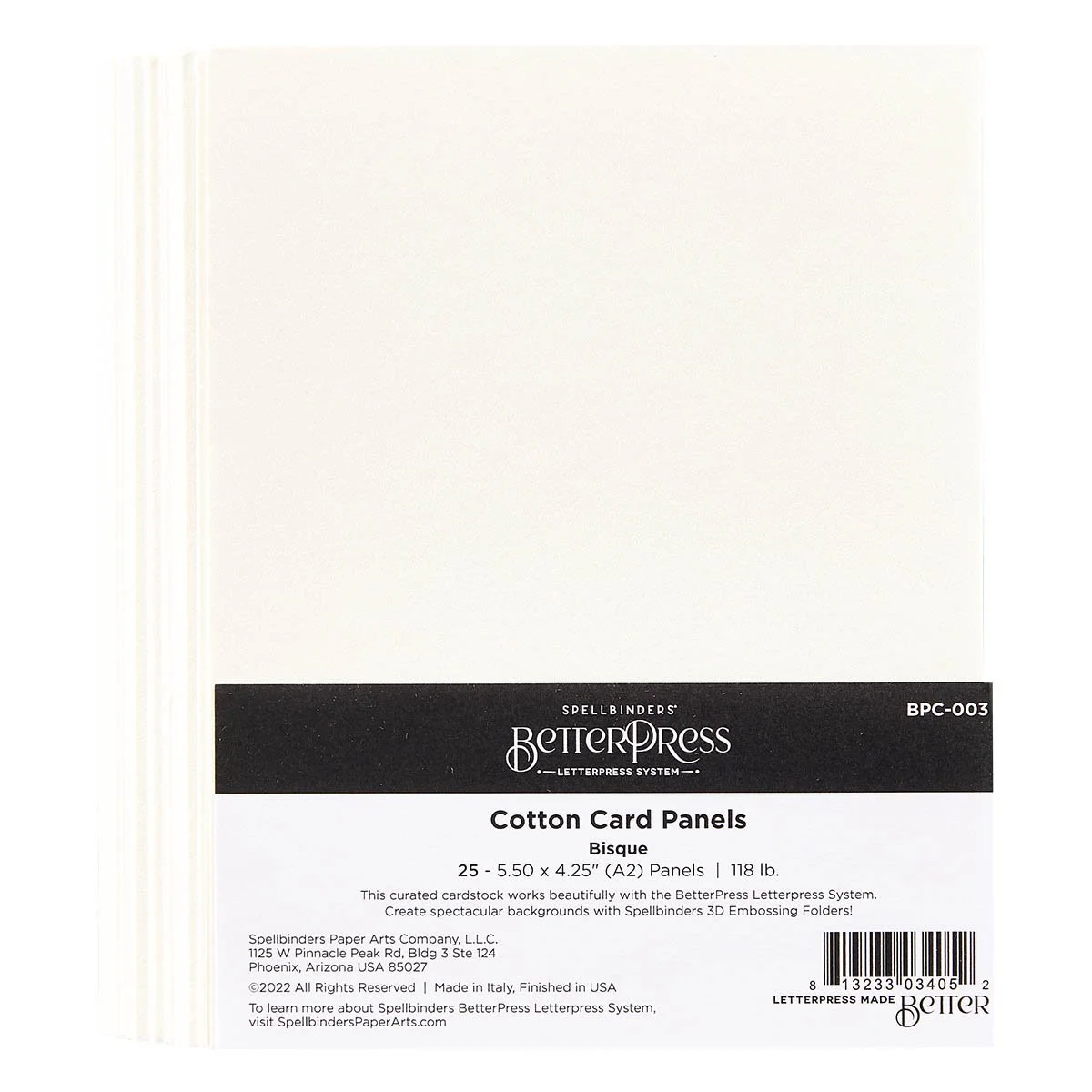 Spellbinders Betterpress Bisque A2 Cotton Card Panels