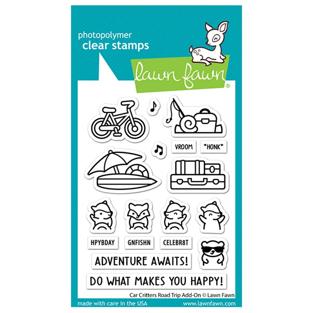 Lawn Fawn Clear Stamps Car Critters Road Trip Add-On