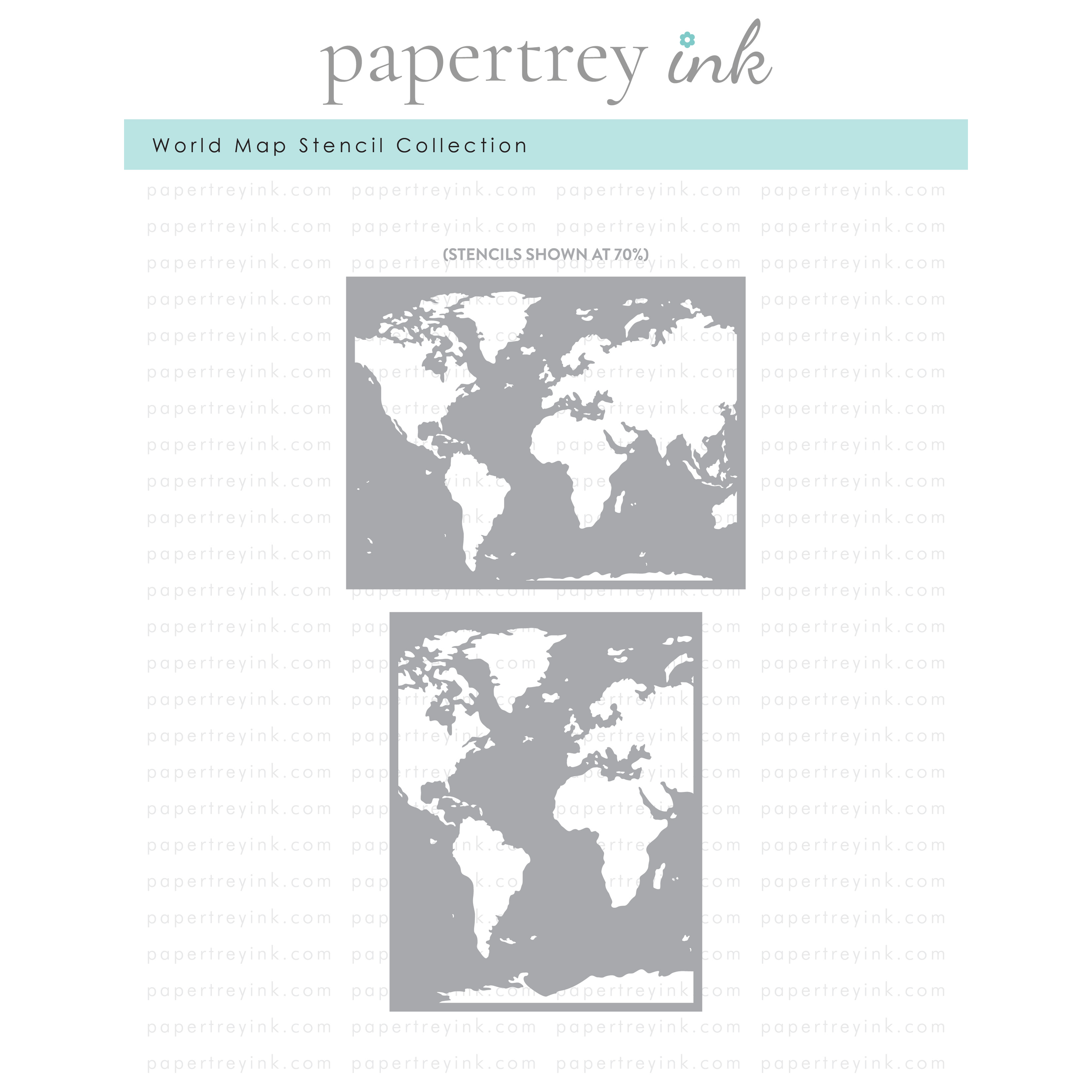 Papertrey Ink World Map Stencil Collection (set of 2)