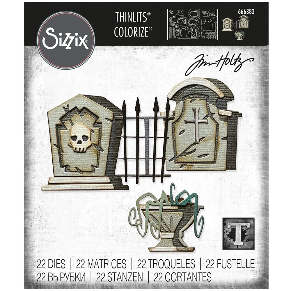 Sizzix® Thinlits® Die Set 22PK - Graveyard, Colorize® by Tim Holtz®