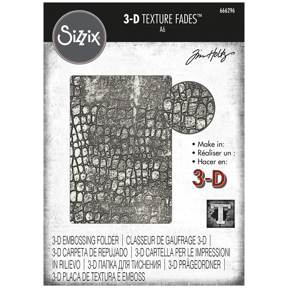 Sizzix® 3-D Texture Fades™ Embossing Folder - Reptile by Tim Holtz®