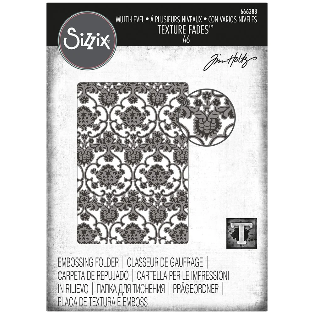 Sizzix® Multi-Level Texture Fades™ Embossing Folder -  Tapestry by Tim Holtz®