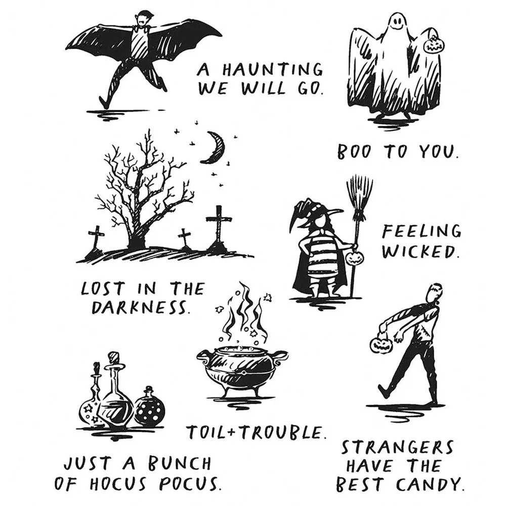 Tim Holtz Cling Rubber Stamps Halloween Sketchbook