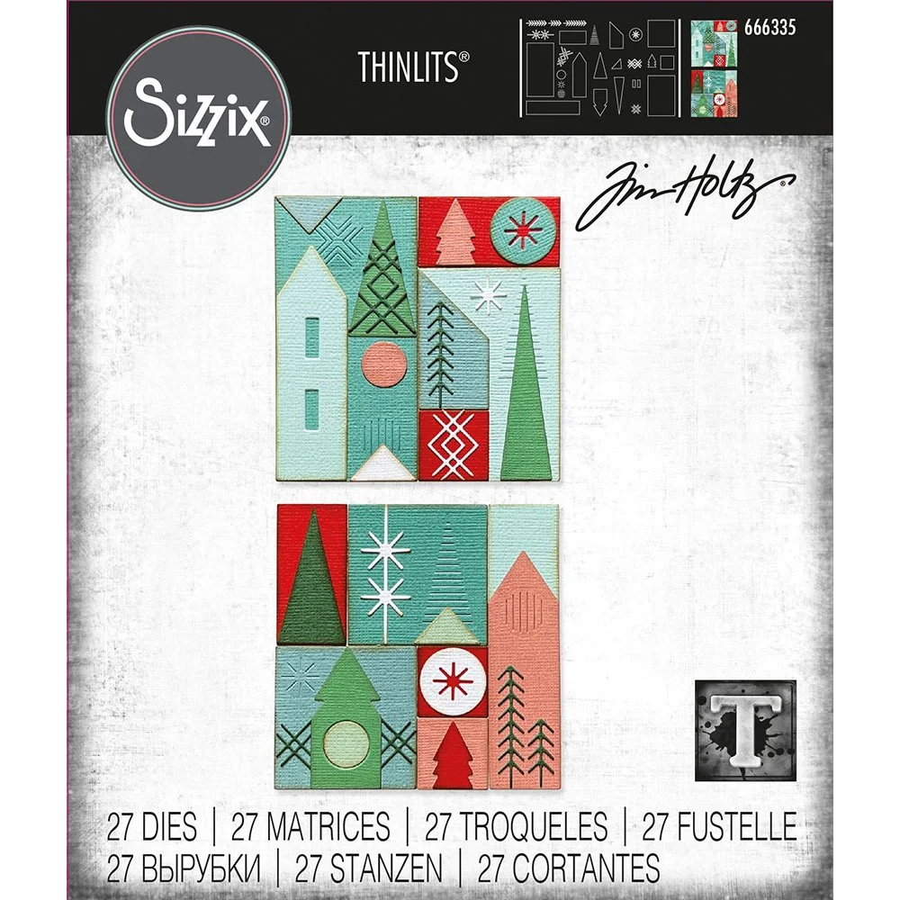Tim Holtz SIzzix Thinlits Dies Holiday Blocks