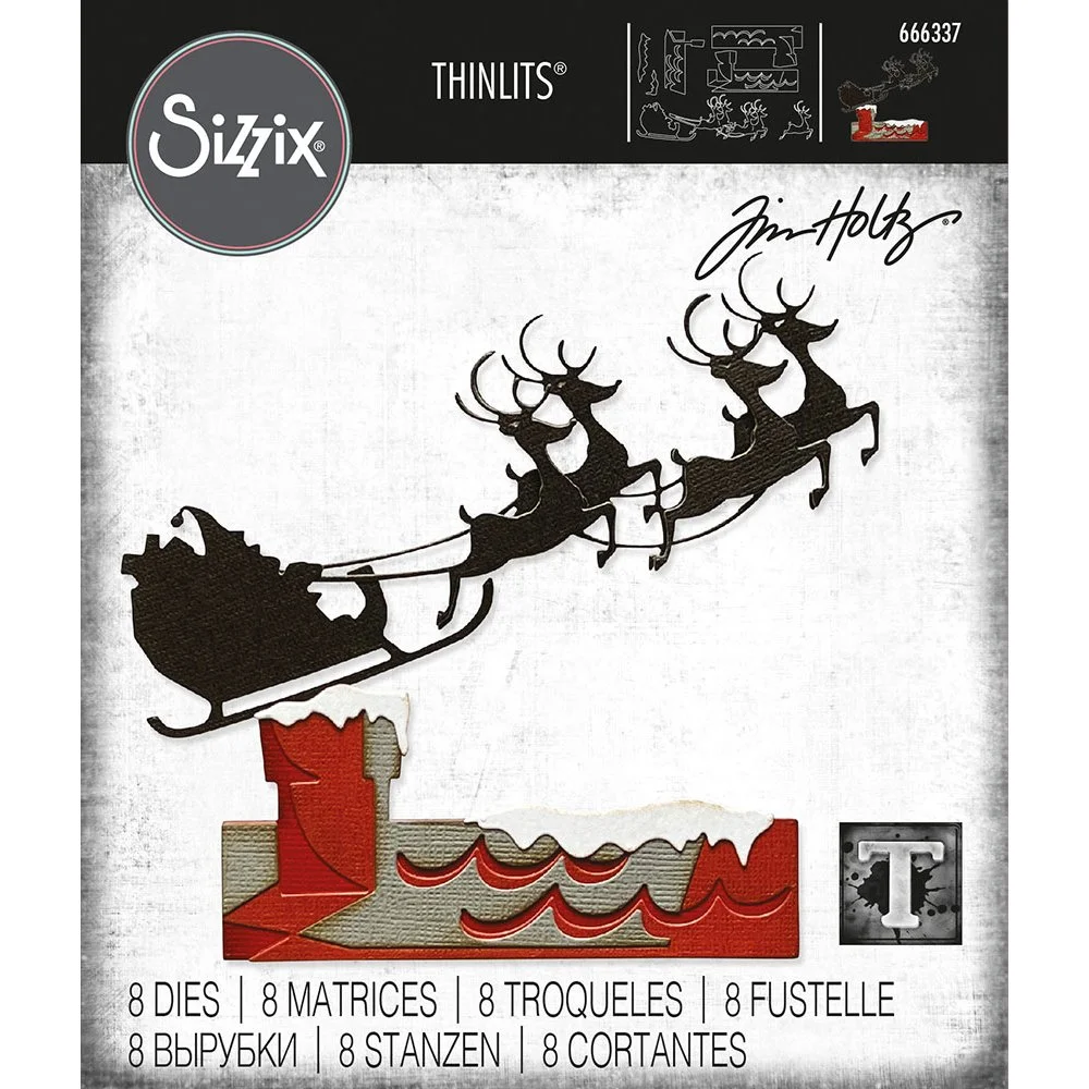 Tim Holtz SIzzix Thinlits Dies Reindeer Sleigh
