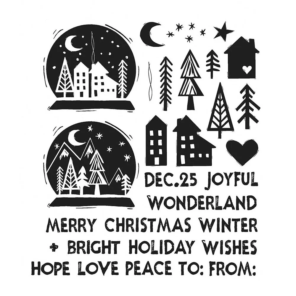 Tim Holtz Cling Stamps Festive Print