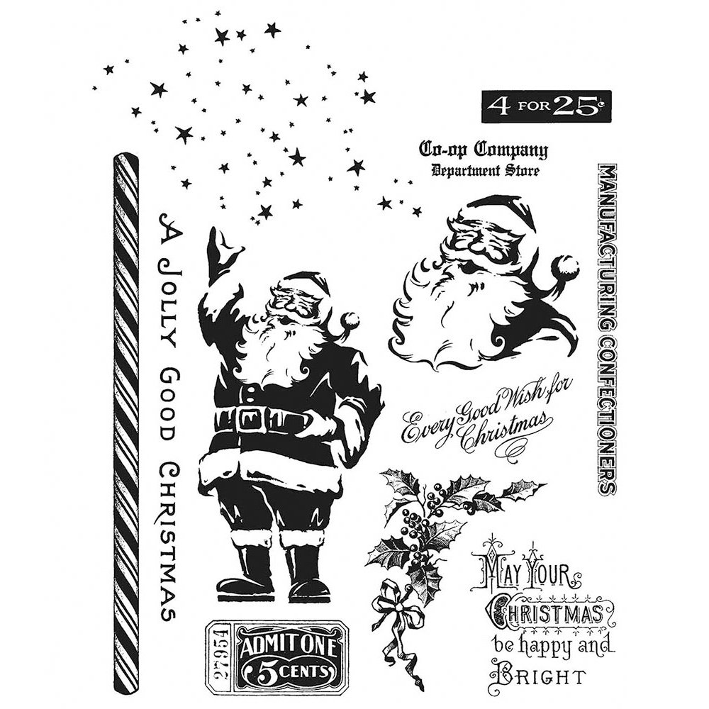 Tim Holtz Cling Stamps Jolly Holiday