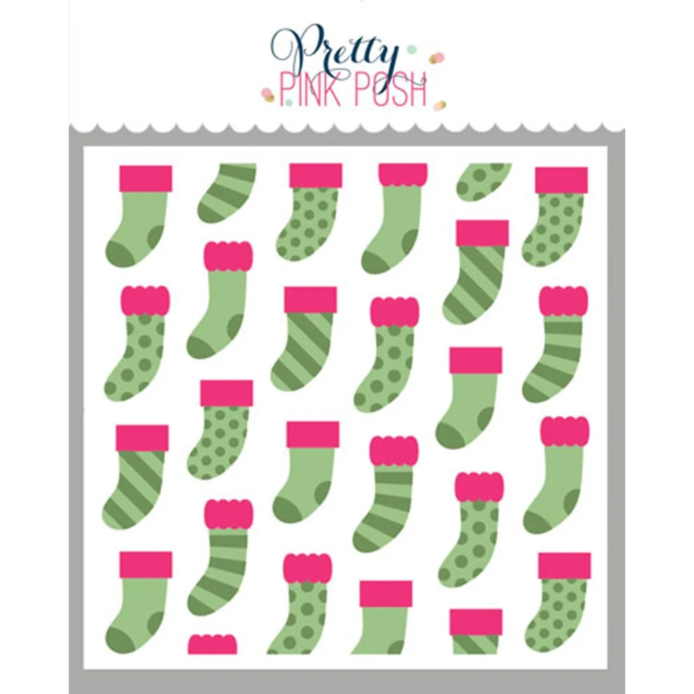 Pretty Pink Posh Layered Stockings 6" x 6" Stencils