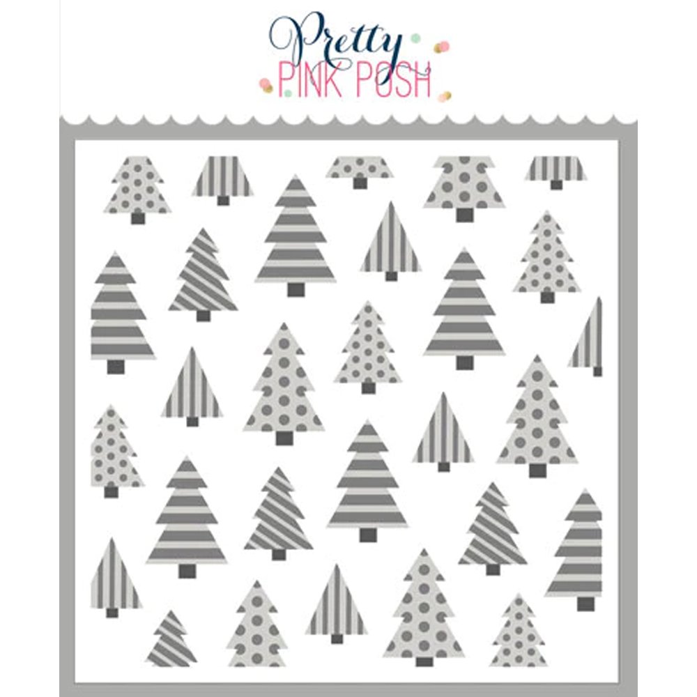 Pretty Pink Posh Layered Christmas Trees Stencils (3 Pack)