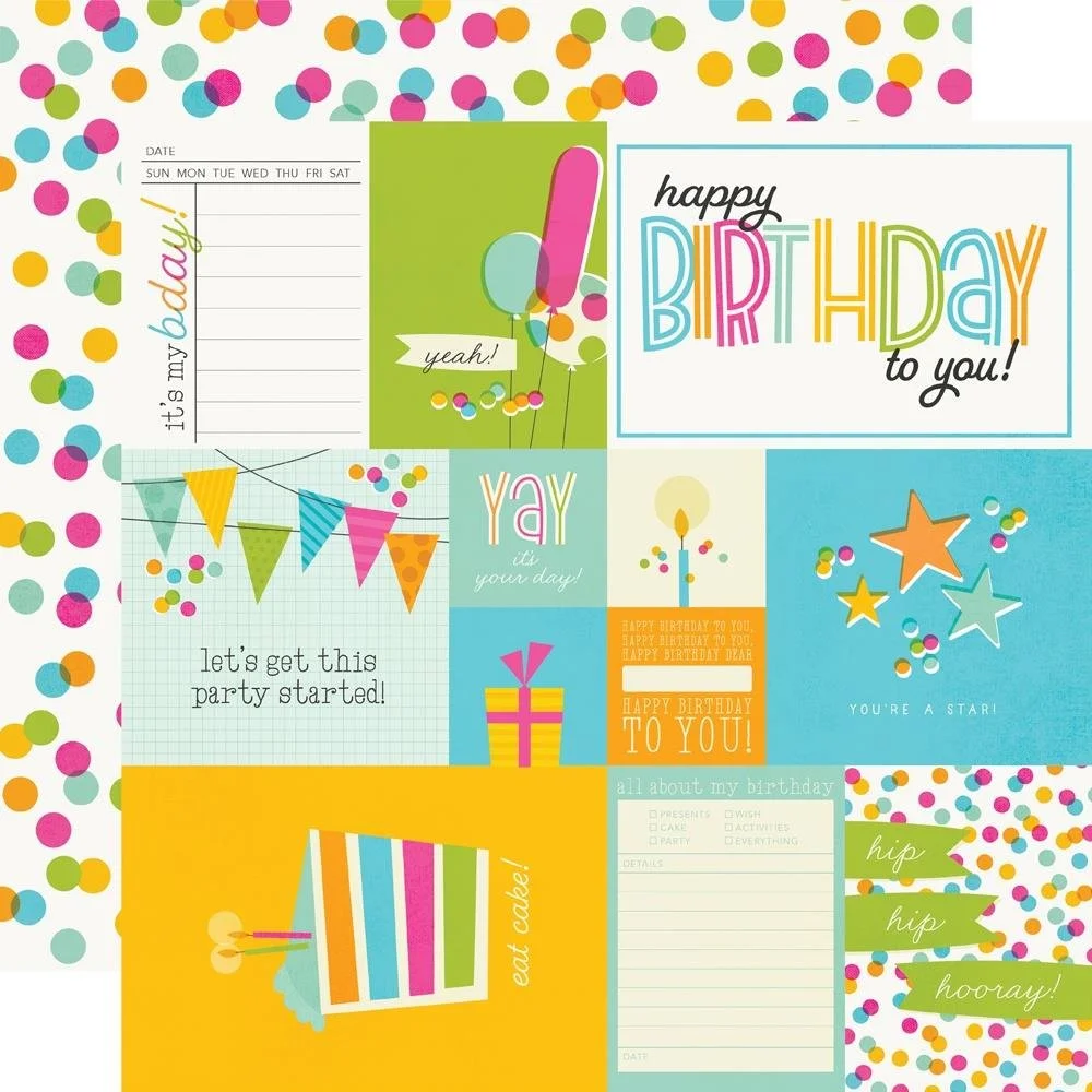 Simple Stories Birthday 12" x 12" Paper Elements
